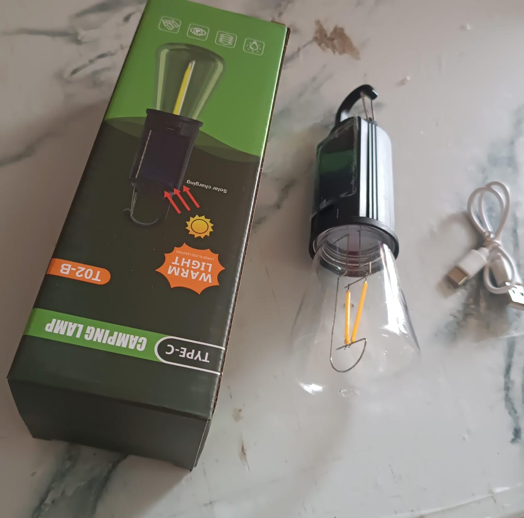 Solar & USB Rechargeable LED Hanging Camping Bulb Lantern Light (1 Pc) Solar & USB Rechargeable LED Hanging Camping Bulb Lantern Light (1 Pc)